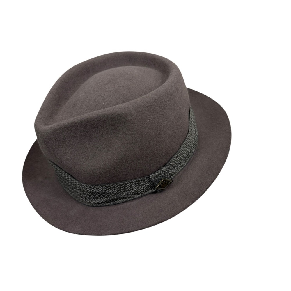 Goorin Bros Wool Fedora Hat Brown Mens Large Ribbon Band Classic Pinched Crown